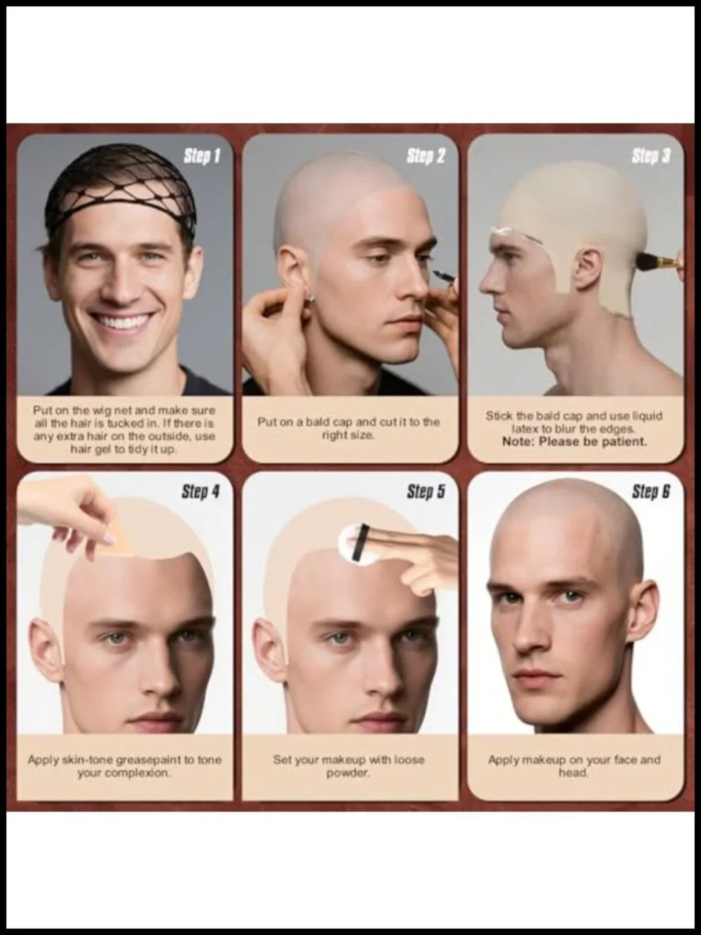 Halloween Bald Cap Makeup Kit Cosplay SFX Set Latex